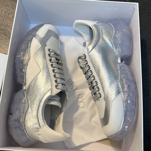 Jimmy Choo Diamond Silver White Oversized Sneakers - Picture 9 of 10